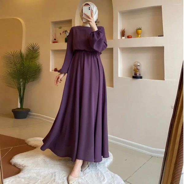 Ropa étnica suelta manga larga una línea falda bata musulmana arabia vestido para mujeres Dubai Abayas Turquía Islam ropa Caftan Marocain