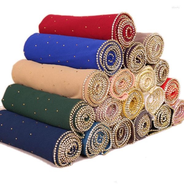 Vêtements ethniques Lurex or paillettes écharpe en mousseline de soie Hijabs pour femme miroitant châle Wrap bord doré étole de mariage musulman Hijab casquettes