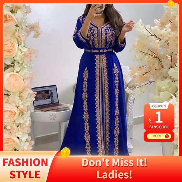 Ropa étnica Apliques de lujo Kaftan Vestidos Mujeres Dubai Elegante Manga larga Musulmán Abaya Islam Turquía Jellaba Vestido marroquí Maxi 2023