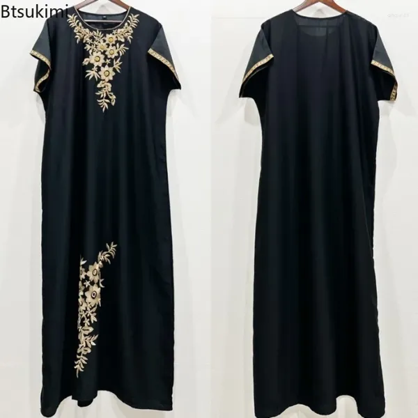 Ropa étnica Diseño de lujo Vestido negro para mujeres musulmanes abaya dubai tendencia árabe bordado con toza de caftán vestido Largo Mujer