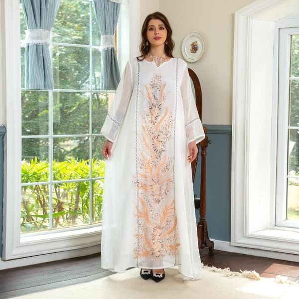 Vêtements ethniques Broderie de luxe Perles Paillettes Mode Kaftan Moyen-Orient Saoudien Jalabiya Robes de soirée Robe Robe longue turque musulmane