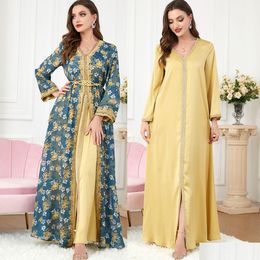 Vêtements ethniques Broderie de luxe Ensembles musulmans pour femmes Ramadan Femme Abaya Robe Islamique Jalabiya Marocain Vêtements Turquie Marocain Ka Dhbyw