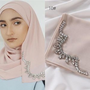 Etnische kleding luxe moslim chiffon hijabs met strass Crystal glitter sjaal sjaals grote hoofddoek hoofdkleding foulard hoofdband bufandas