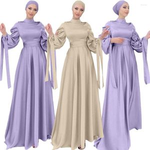 Etnische kleding luxe satijnen moslimvrouwen lange jurk islam Maleisië Midden -Oosten Arabisch Abaya Ramadan Dubai Kaftan tuniek Turtleneck Turkije