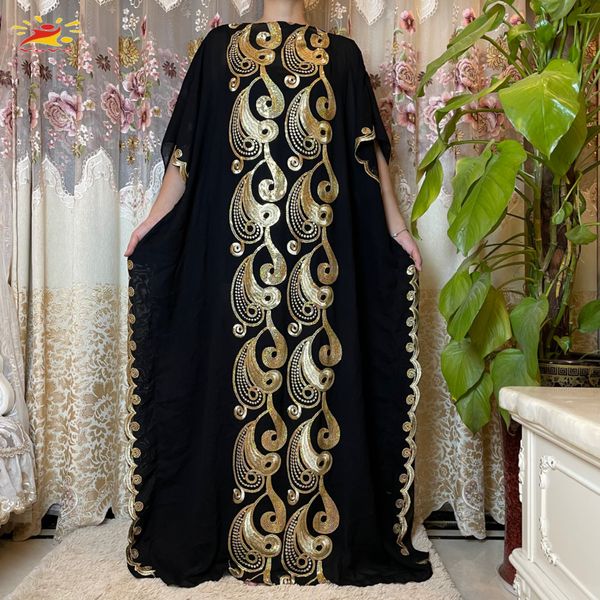 Vêtements ethniques ly arriva Robe à fleurs brodée africaine avec écharpe broderie de sequins musulmans de grande taille pour femmes longues vêtements pour femmes noires 230520