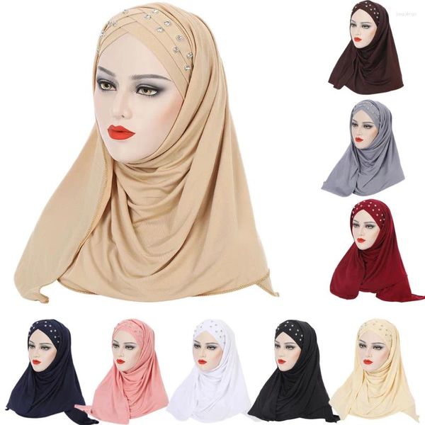 Ropa étnica Malasia Una pieza Mujeres musulmanas Leche Slik Pull On Ready Instand Hijab Headscarf Cover Cap Shawl Hat Bufandas Head Wrap Turban