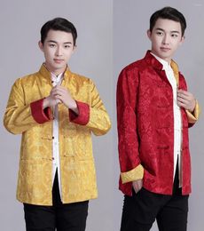 Ropa étnica Masculina Camisa de manga larga de doble cara Tradicional Chino Tang Traje Abrigo Chaqueta reversible para hombres Mujeres Abrigos