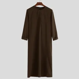 Vêtements ethniques mâle Long Shirt musulman personnalisé couleur solide arabe thobe confortable Coton Kaftan Robes Sleeve