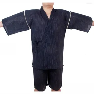 Etnische kleding man Japanse traditionele kostuums samurai jinbei losse slaapkleding dunne t-shirt shorts katoen sauna yukata mannelijk oosters