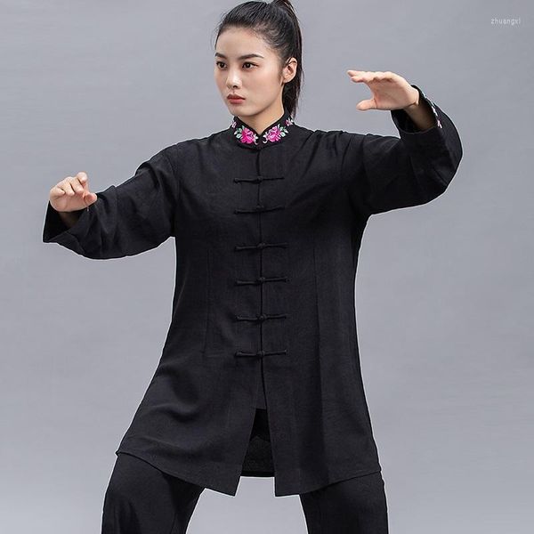 Ropa étnica uniforme de artes marciales trajes de manga larga Tai Chi chino tradicional Taiji caminar al aire libre Morning Sprots FF3750