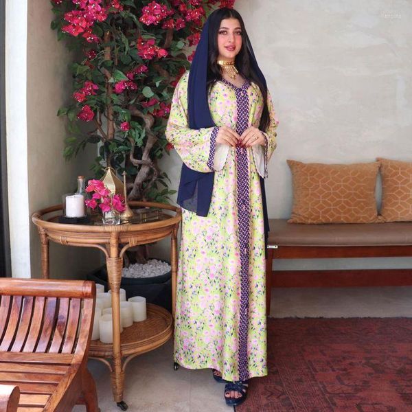 Vêtements ethniques Maxi Robes Femmes Islamique Dubaï Abaya Turc Musulman Vintage Floral Plus Taille Robe de Soirée Lâche Manches Longues