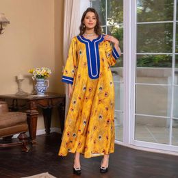 Etnische kleding maxi hoogwaardige moslimjurk Arabische print geperste diamantjurken voor dames nationale stijl dame diamanten femme gewaad