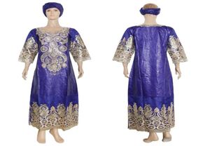 Ropa étnica MD Mujeres africanas Bazin Riche Getzner Maxi Robe Muslim Hijab Abaya Traje de fiesta de boda Vestidos de turbante para el año 2024504012