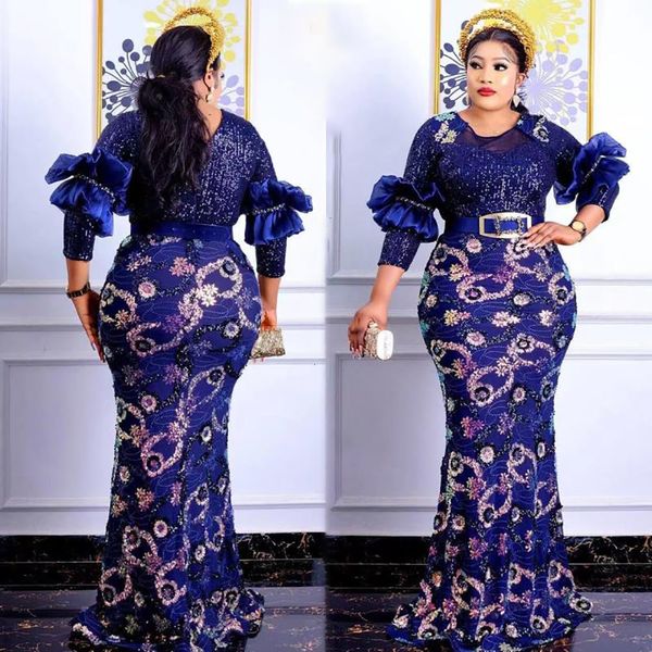 Ethnische Kleidung MD Afrikanische Frauen Plus Size Abendkleider Hochzeitsfeier Langes Luxus-Paillettenkleid Figurbetontes Meerjungfrauenkleid Ankara Damen 230331