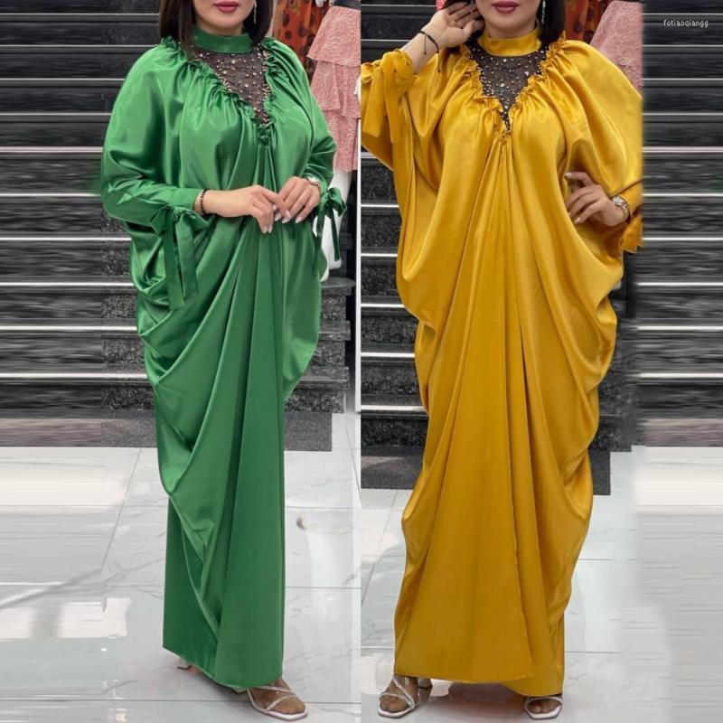 Etnische Kleding MD Dubai Moslim Abaya 2023 Zomer Afrikaanse Jurken Voor Vrouwen Plus Size Boubou Lange Mouwen Kralen Gewaad Bruiloft jurk
