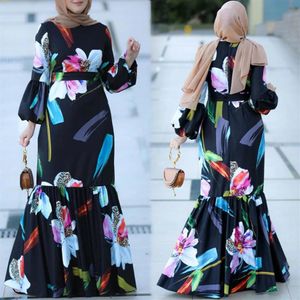 Etnische Kleding MD Eid Mubarak Kaftan Marokkaanse Moslim Mode Abaya Voor Vrouwen Bloemen Boho Jurken Plus Size Afrikaanse Print Boubou 281V