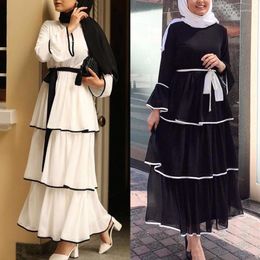 Etnische kleding MD Moslim Islamitische vrouwen Dubai Abaya Ruffles Dress Fashion Ladies Maxi Jurken Marokkaanse Kaftan Turkse Pakistan -jurken