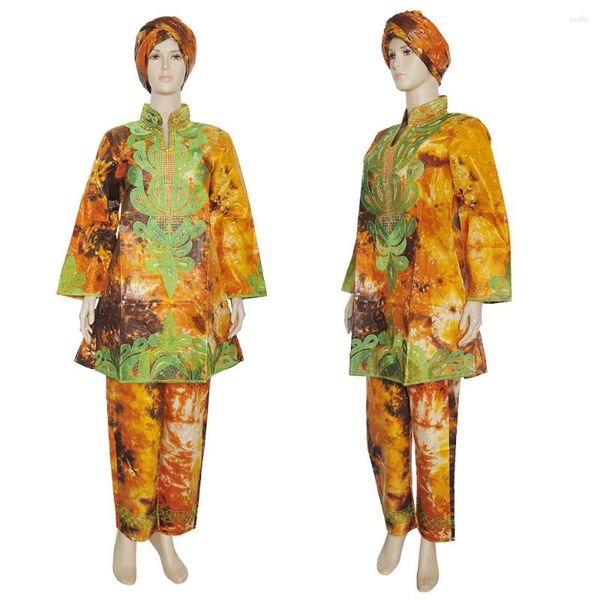 Vêtements ethniques MD afrique du sud vêtements avec pantalons femmes pantalons africains costumes Robes grande taille Dashiki Bazin Riche chemise nigérian Gele