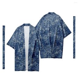 Etnische kleding Heren Japans Sakura Patroon Long Kimono Cardigan Samurai Kostuum Traditioneel shirt Yukata Jacket 11