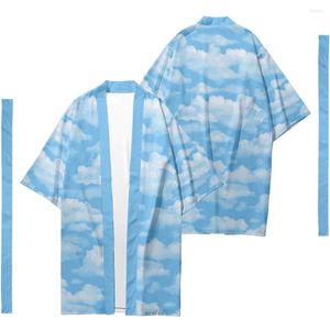 Vêtements ethniques Hommes Japonais Traditionnel Long Kimono Cardigan Femmes Animal Nuage Motif Chemise Yukata Veste 2