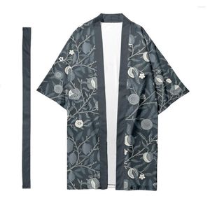 Vêtements ethniques pour hommes japonais traditionnel long kimono cardigan chemise à motif de fruits pour femmes veste yukata