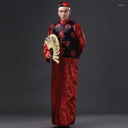 Etnische Kleding Mannen Traditionele Chinese Set Vest Lang Shirt En Hoed Toneel Drama Prestaties Bruiloft Ma Coat Show Oogst