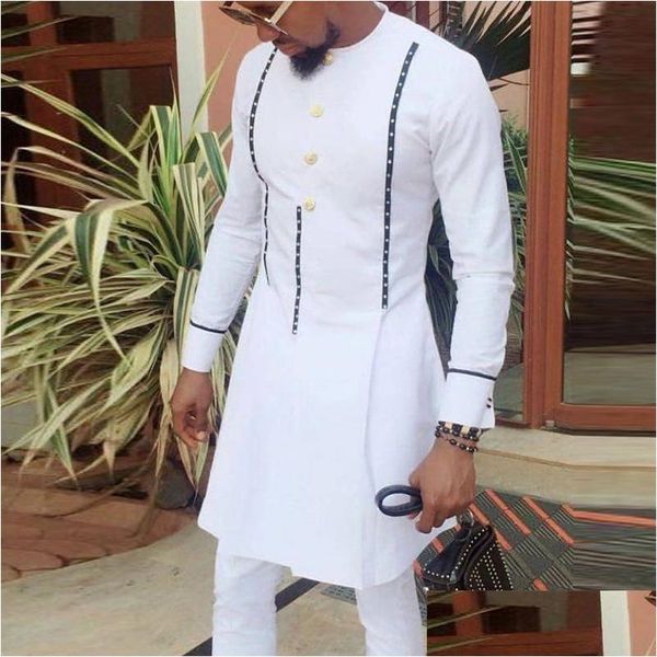 Vêtements Ethniques Hommes Africain Dashiki Bazin T-Shirt Vêtements Imprimer À Manches Longues Tee Tops Mode Musulman Traditionnel Islamique Thobe Mâle M Dhal0