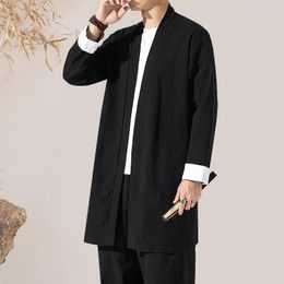 Vêtements ethniques Hommes Coton Lin Kimono Cardigan Robe Japonaise Traditionnelle Vestes Casual Yukata 2023 Été Asiatique Streetwear Haori V2210