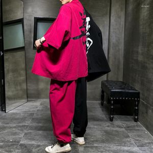 Vêtements ethniques Hommes Mode Chinois Style Tang Costume Homme Oriental Ensemble Zen Hanfu Vestes Sarouel Imprimer Kimono Japonais Streetwear