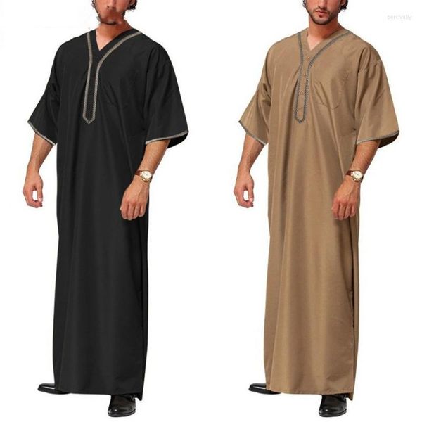 Vêtements ethniques hommes Jubba Thobe noir kaki chemise hauts mode musulmane Blouse décontractée arabe dubaï Kuftan turc islamique vêtements africains