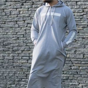 Ropa étnica Hombres Jubba Thobe Túnicas árabes islámicas Kaftan Vestido musulmán Arabia Saudita Abaya Blusa Moda Sudaderas con capucha Ropa árabe