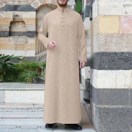 Etnische Kleding Mannen Moslim Islamitische Arabische Dubai Traditionele Abaya Jurk Kaftan Turkse Ramadan Bairam Eid Gebed Jubba Thobe Lange Gewaden