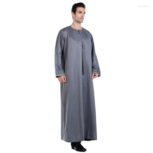 Ropa étnica Hombres Musulmanes Thoub Thobe Jubba Túnica Arabia Kaftan de manga larga para hombre Maxi vestido suelto Abaya Árabe Dishdasha Ropa Caftan Casual