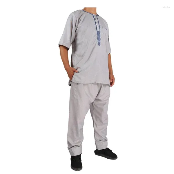 Ropa étnica Hombres Robe Estilo malayo Pantalones de manga corta Pantalones Pantalones Vestido de dos piezas Thobe