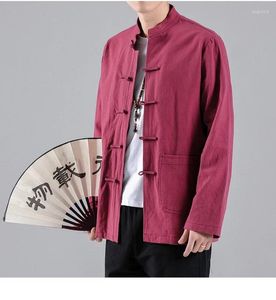 Vêtements ethniques Chemises de style chinois pour hommes Tai Chi traditionnel Coton et lin Costume Tang Uniforme Chemise Blouses Veste