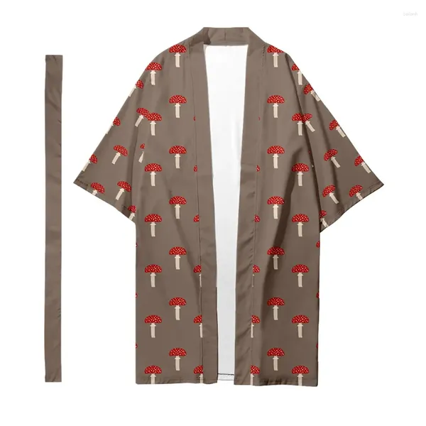Vêtements ethniques Long Kimono Kimono Cardigan Femme Tradition de champignons Traditional Champignon Yukata Veste