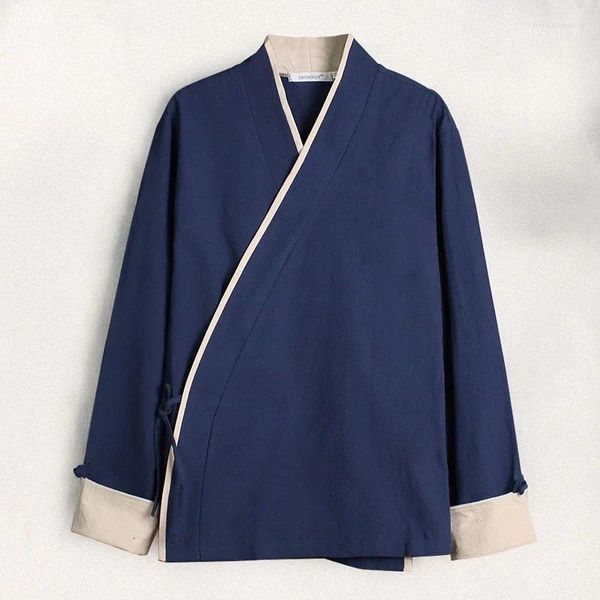 Vêtements ethniques Hommes Kimono Chemise Cardigan Traditionnel Chinois Samouraï Costume Casual Harajuku Veste Haut