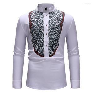 Vêtements ethniques hommes africain Tribal graphique chemise 2023 marque Dashiki hommes vêtements coupe ajustée à manches longues bouton vers le haut col Mandarin