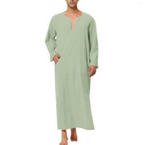 Vêtements ethniques Hommes Arabe Longues Robes Arabie Saoudite Hommes Caftan En Lin Moyen-Orient Islamique Musulman Mode Arabe Abaya Dubaï Robe Robe
