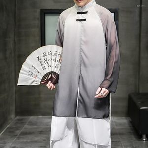 Vêtements ethniques Hommes Longue Longueur Cheongsam Veste Manteau Été Mince Kimono Vintage Vestes Mâles 2022 Traditionnel Chinois 30103