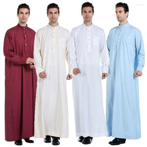 Vêtements ethniques Robe pour hommes à manches longues Saudi Abaya Arabe Thobe Jubba Thoub Dubaï Daffah Kaftan Moyen-Orient Islam Thawb Robe musulmane Caftan