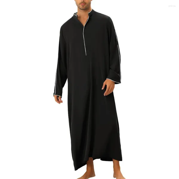 Vêtements ethniques Hommes Tops Robe Musulman Robe Polyester Régulier Couleur Solide Casual Quotidien Pleine Longueur Kaftan Manches Longues