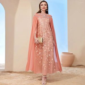 Vêtements ethniques Mesh Broderie Diamants Femmes Musulmanes Maxi Robe Dubaï Kaftan Abaya Cloak Soirée Robe Jalabiya Caftan Arabe Eid