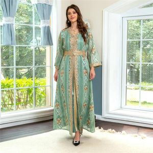 Etnische Kleding Mesh Borduren Voor 2023 Moslimvrouwen Abaya Lange Maxi Jurk Dubai Mode Avondfeest Eid Mubarak Kaftan Islam jurk