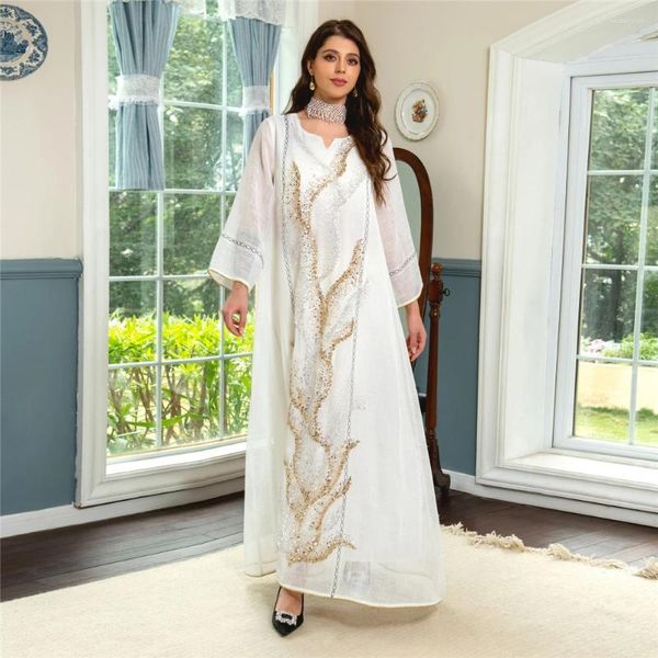 Vêtements ethniques Mesh Sequin Abaya Femmes élégantes Musulman Maxi Robe Turquie Islam Arabe Robe Soirée Dubaï Saoudien Kaftan Maroc Jalabiya Caftan