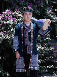 Ropa étnica Miao Disfraz Masculino Guizhou Minoría Viaje Disparar Adulto Xiangxi Tujia Dong Pografía Conjunto de rendimiento