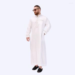 Vêtements ethniques moyen-orient Abaya Qfriends homme musulman mode Thobe Robes arabe à manches longues culte Robe blanc hommes prière Kameez