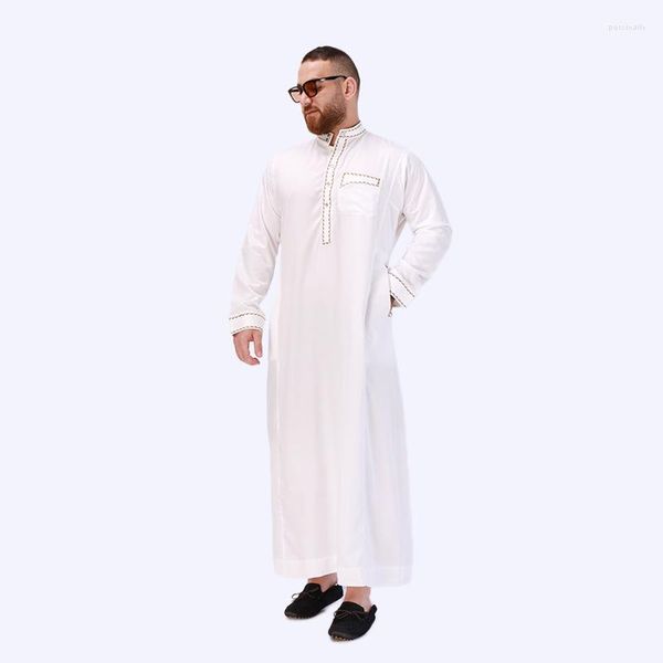 Vêtements ethniques moyen-orient Abaya Qfriends homme musulman mode Thobe Robes arabe à manches longues culte Robe blanc hommes prière Kameez