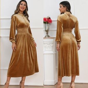 Vêtements ethniques Moyen-Orient Arabe musulmane Dubaï Abaya Turquie Velvet élastique pour femmes marocain Kaftan Robe Elegante Femme