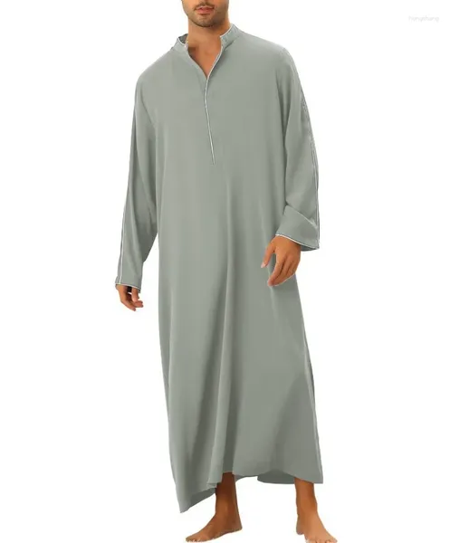 Ropa étnica Medio Oriente Árabe Simple Camisa larga para hombre Musulmán Robe Moda Color Sólido Manga Jubba Thobe